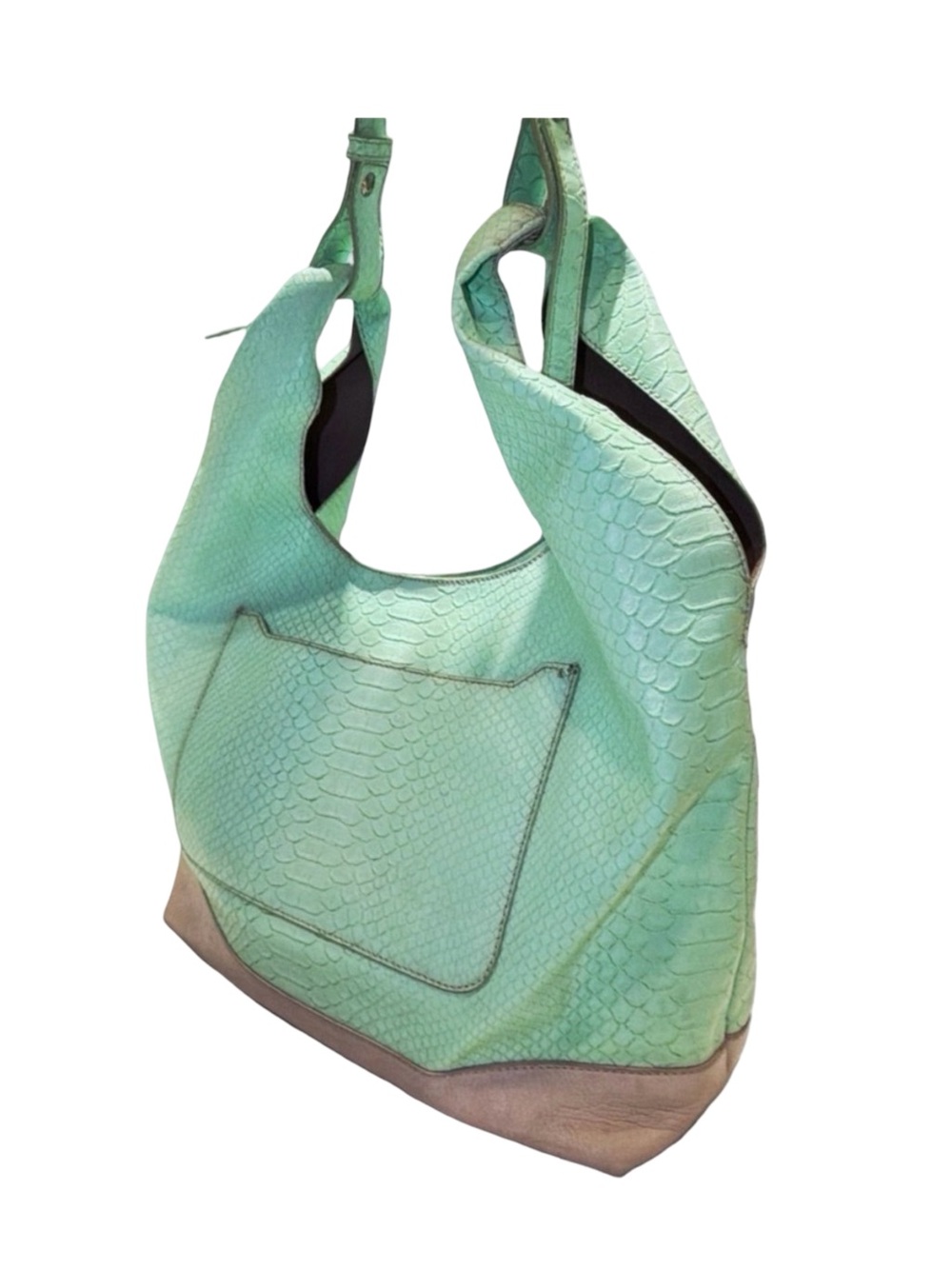 Danielle Nicole Green Faux Leather Hobo Bag | Textured Snake Embossed Shoulder - Picture 9 of 11